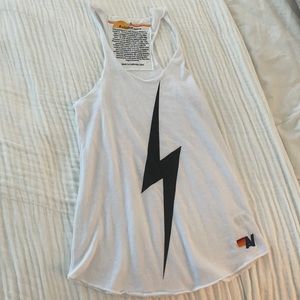 NWOT Aviator Nation White Lightning Bolt Tank